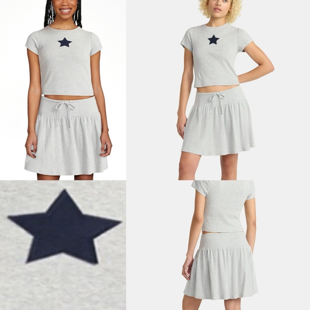 Gray Star Skirt Set